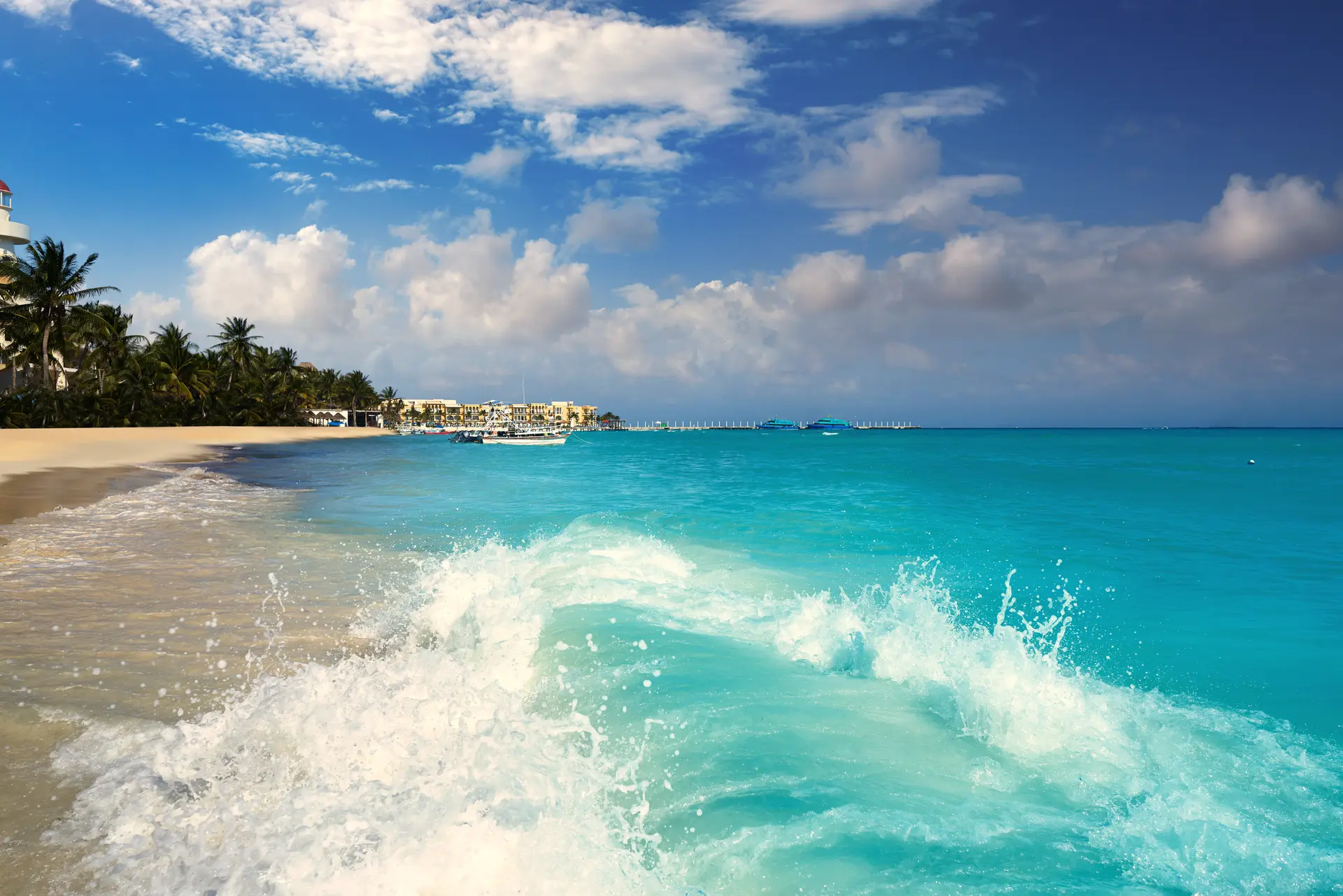 The Caribbean shoreline at Playa del Carmen